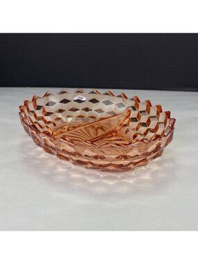 Vintage Colony Whitehall Peach Pink Divided Relish Tray Bowl